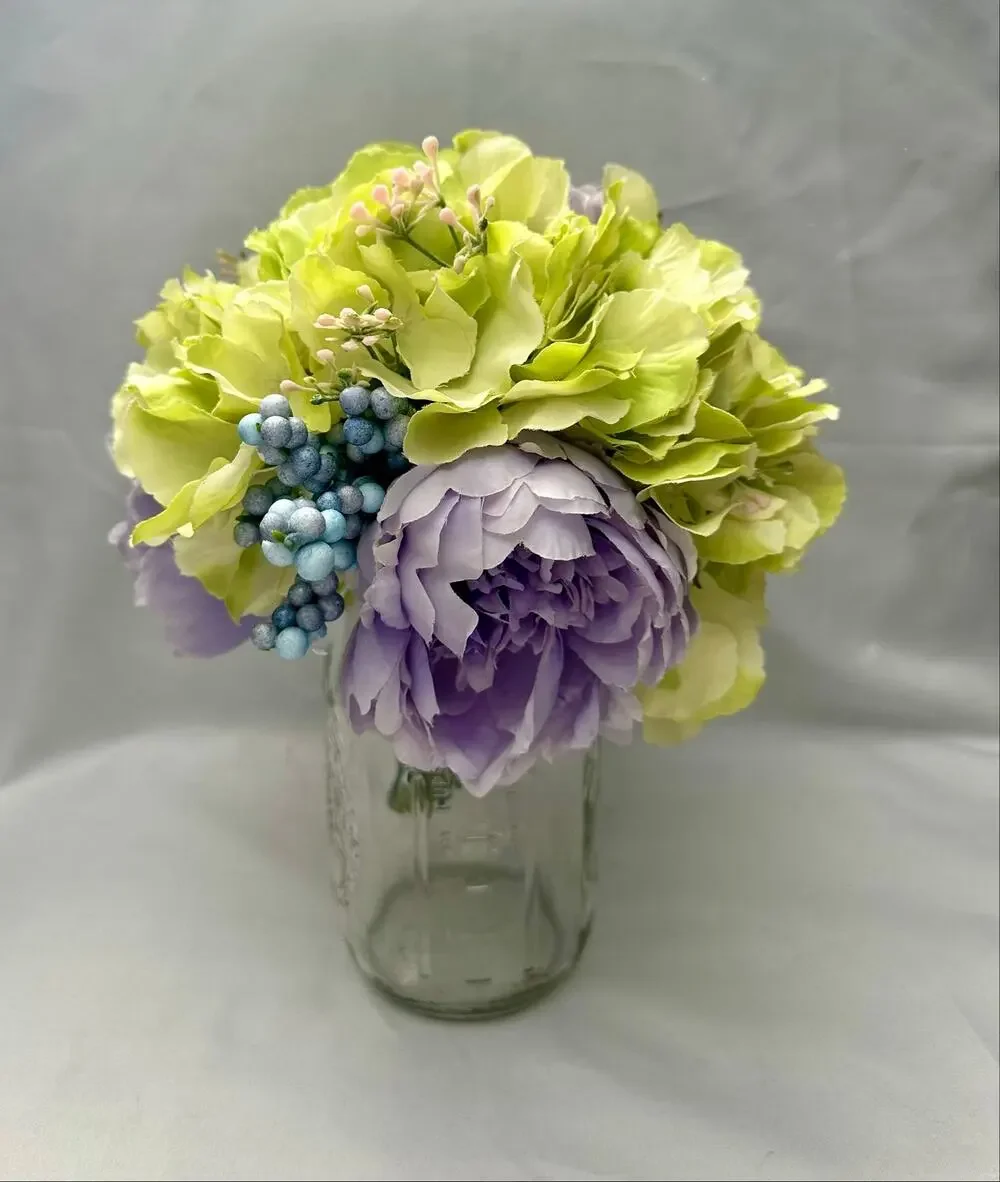 Homecoming prom floral bouquet artificial light purple light green silver